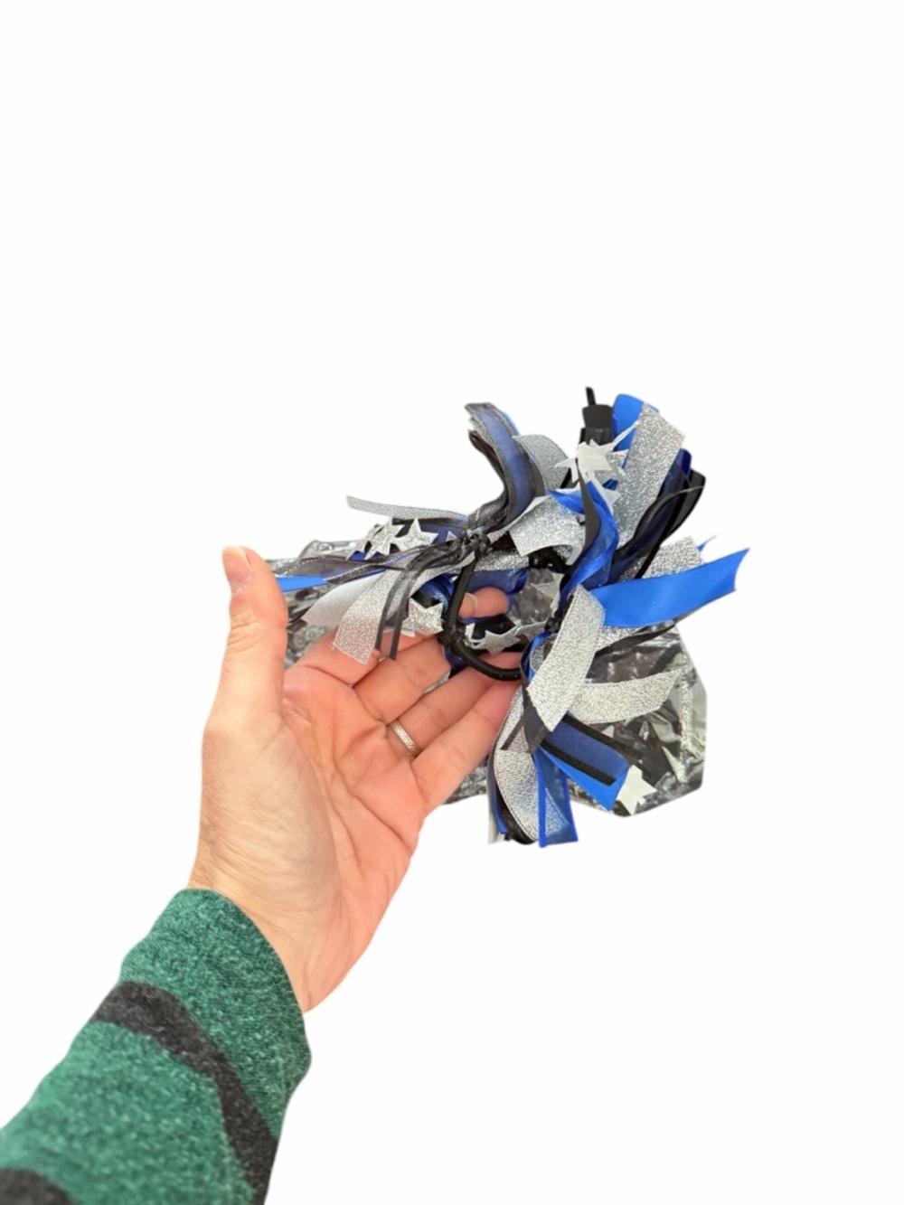 Blue & Silver Star Accent Hair Bow for Kids